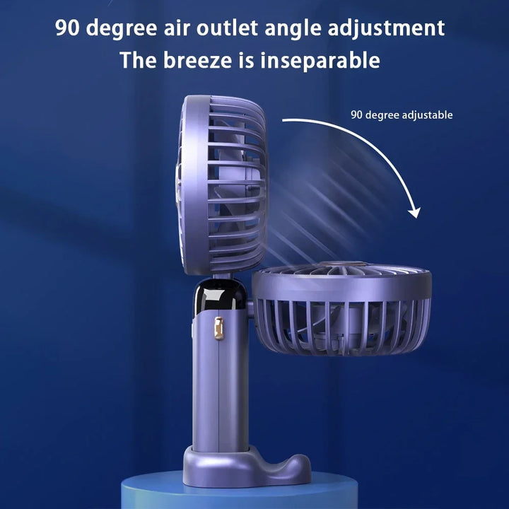 USB Handheld Mini Fan Foldable Portable Neck Hanging Fans 5 Speed USB Rechargeable Fan with Phone Stand and Display Screen | Bowlift