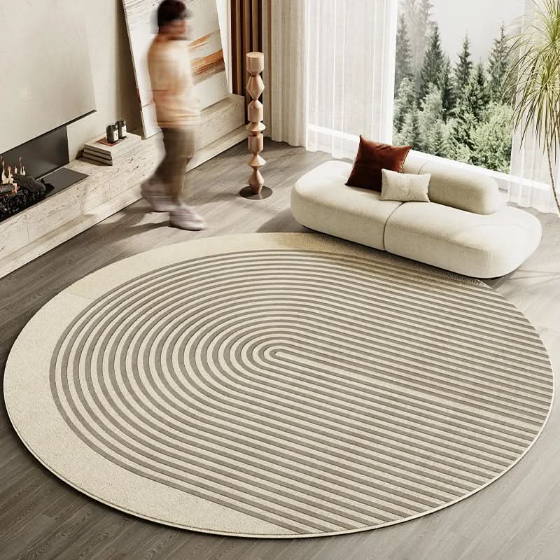 BowLift | Japanese Style Round Striped Rug Thick Washable with Non-Slip Backing