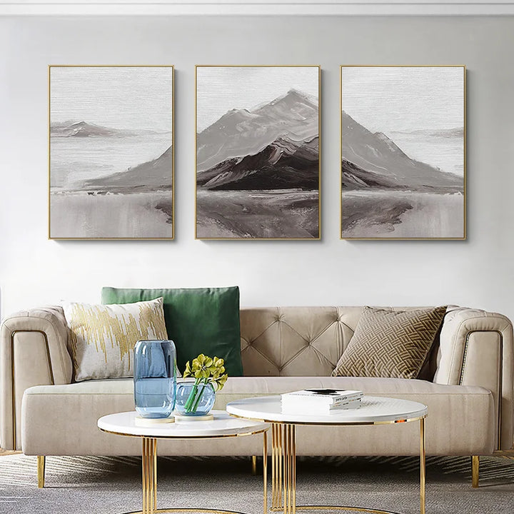 Abstract Gray Mountain Landscape Wall Art Fine Art Canvas Prints Pictures For Modern Apartment Living Room Dining Room Art Decor | Bowlift