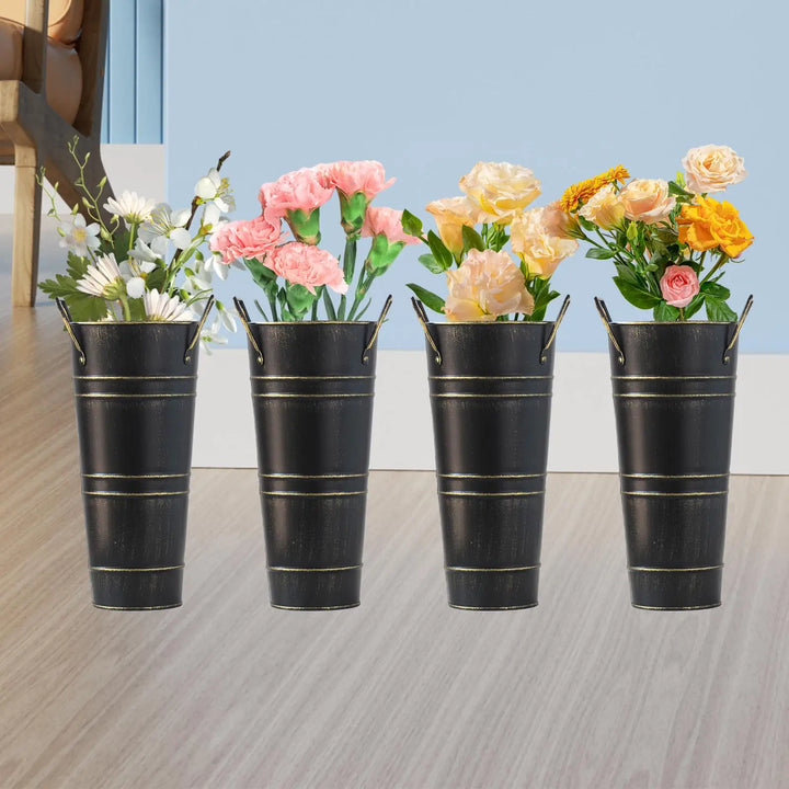 BowLift | Retro Iron Flower Bucket with Handles – Decorative Metal Flower Pot for Home