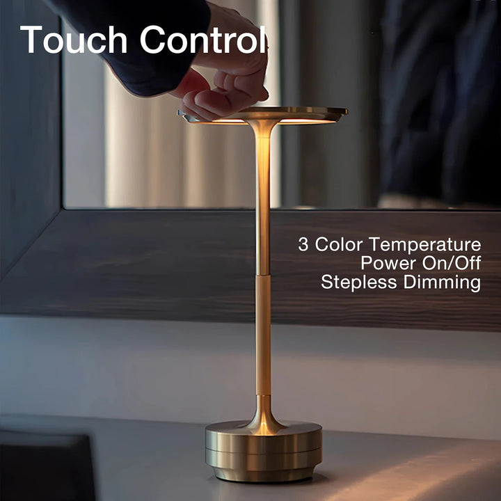 BowLift | Cordless Rechargeable Modern Aura Table Lamp with Touch Controls | Wireless LED Light for Modern Side Tables and Office Desks | Minimalist Table Lamp