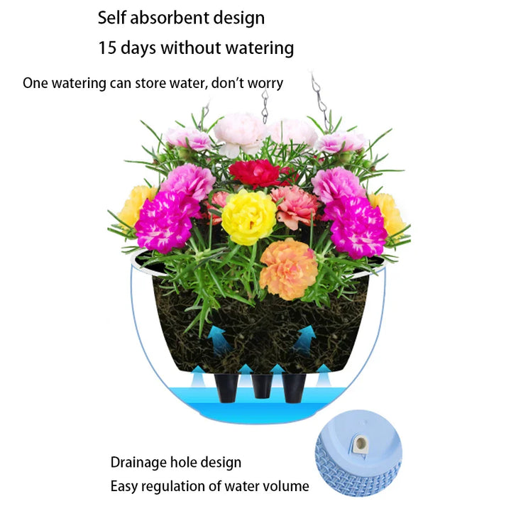 BowLift | Rattania Bloom Hanging Pot | European Style | Honeycomb Pattern & Rattan Look | For Garden, Balcony & Interiors