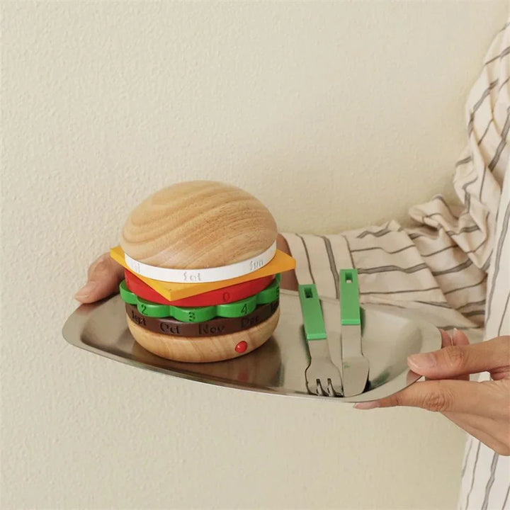Rotating Wooden Hamburger Decorative Calender | Bowlift