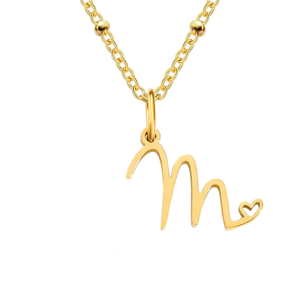 BowLift | Dainty Satellite Chain Heart Letter Initial Necklace