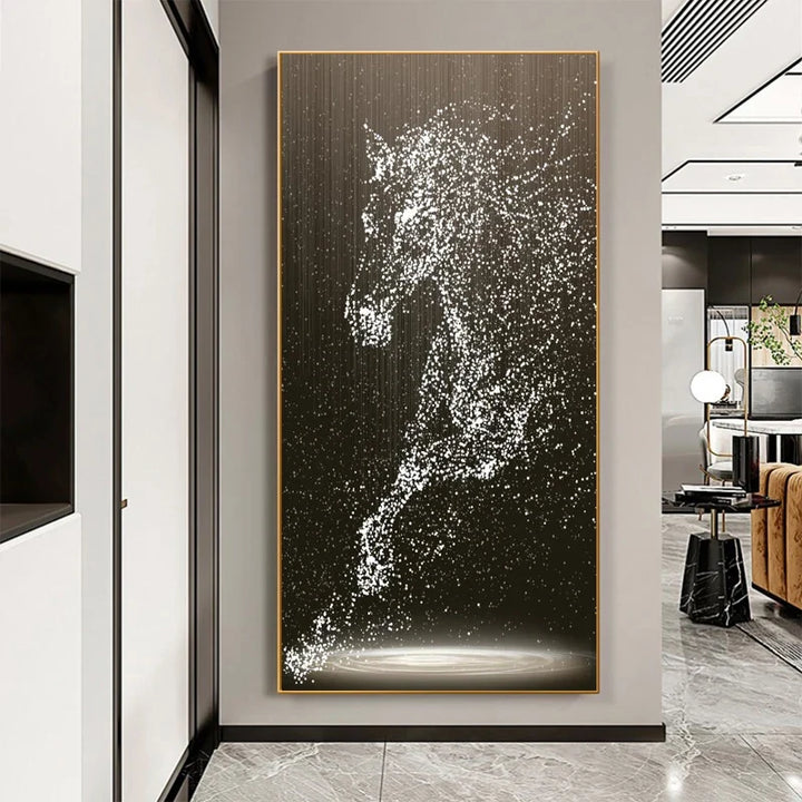 Minimalist Abstract Light Splash Horse Wall Art Fine Art Canvas Prints Equestrian Pictures For Modern Living Room Entranceway Foyer Art Decor | Bowlift