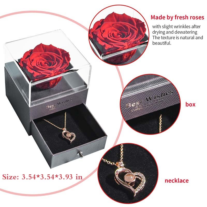 BowLift | Natural Eternal Rose Necklace Jewelry Box