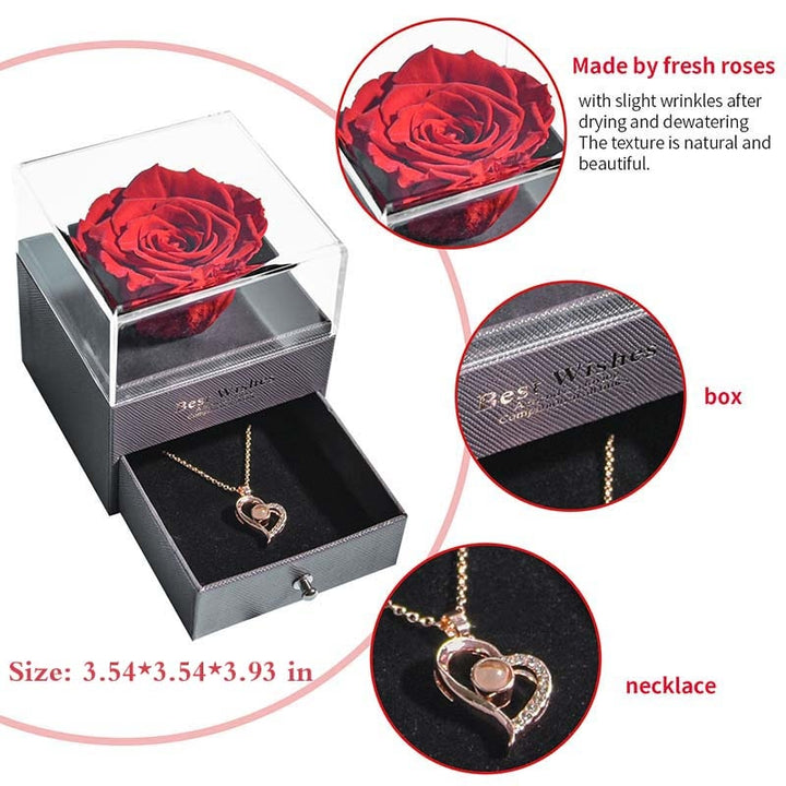 BowLift | Natural Eternal Rose Necklace Jewelry Box