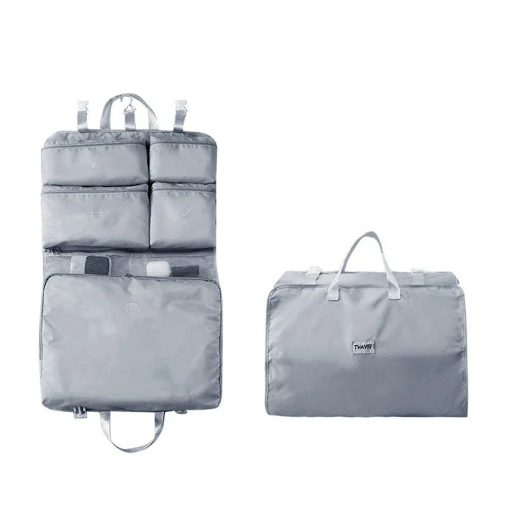 BowLift | Travella 6-in-1 Foldable Travel Storage Bag | Hanging & Portable | Multi Bag for Clothing, Cosmetics & Accessories | Gray/Beige/Pink