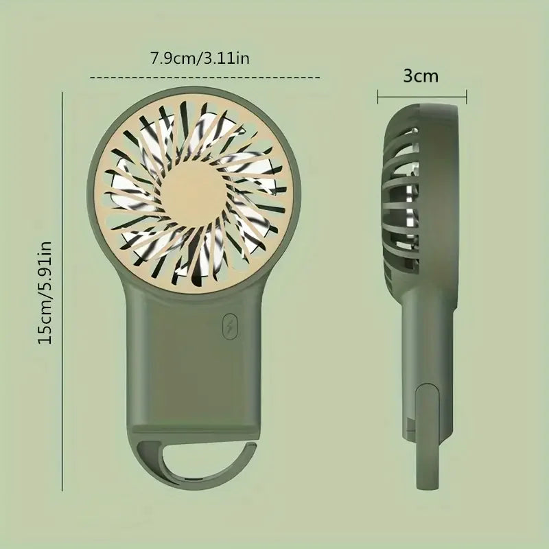 BowLift | Airivio Mini Fan | Foldable & USB-C | Quiet & Portable | With Carabiner & Battery