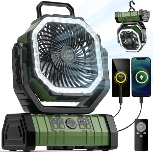 Camping Fan with 20,000mAh Battery, LED Light & Remote Control – AirMate | Bowlift