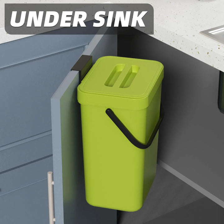 BowLift | Binova Mini Trash Can | With Lid | Hanging & Wall Mounted | Compact & Odor Blocking | For Kitchen, Bathroom & Office