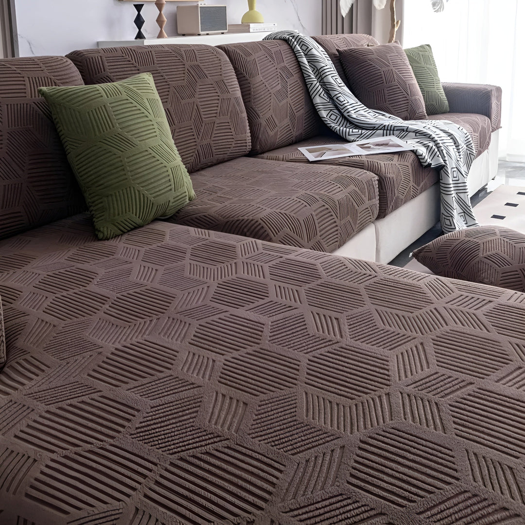 Jacquard Sofa Cover with Geometric Pattern – Soft & Pet-Friendly | Perfect for Protection and Cozy Living Spaces | Bowlift