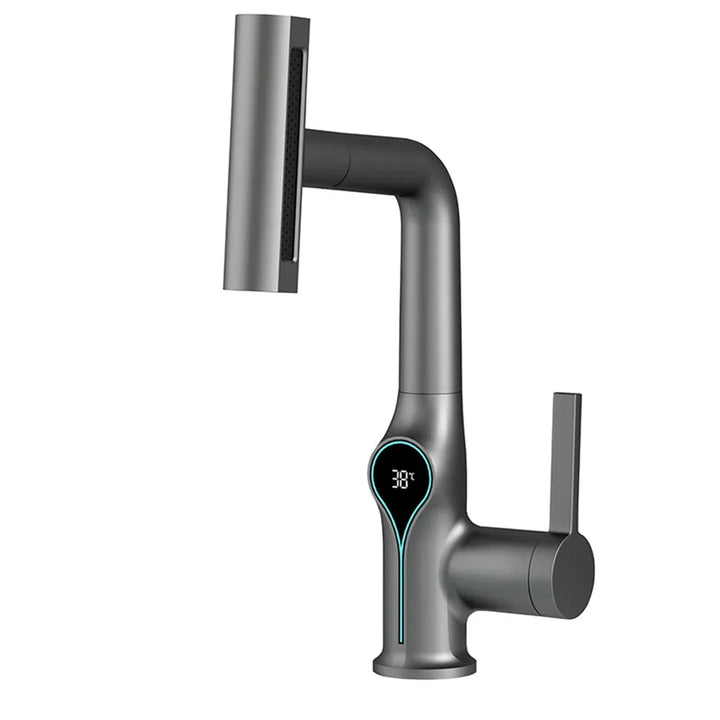 BowLift | Washbasin faucet with waterfall jet digital temperature display and adjustable spray head