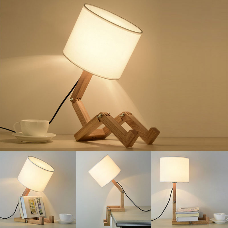 BowLift | Robot Form Wood Table Lamp