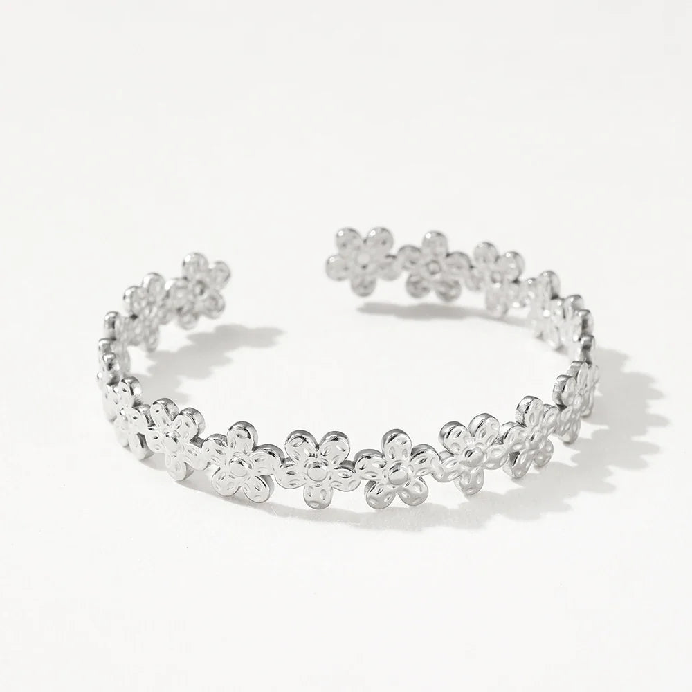 BowLift | Textured Floral Bangle Cuff Bracelet