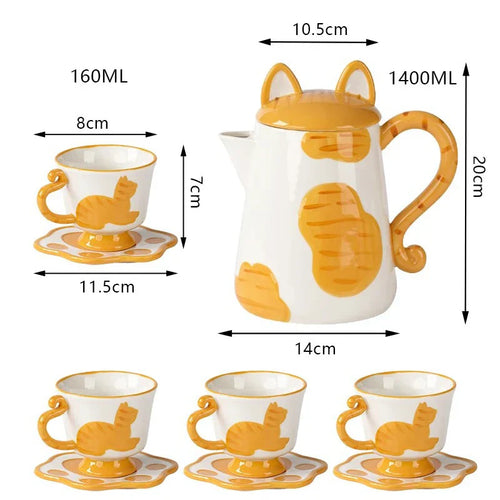 BowLift | Orange Cat Handcrafted Ceramic Coffee & Tea Set