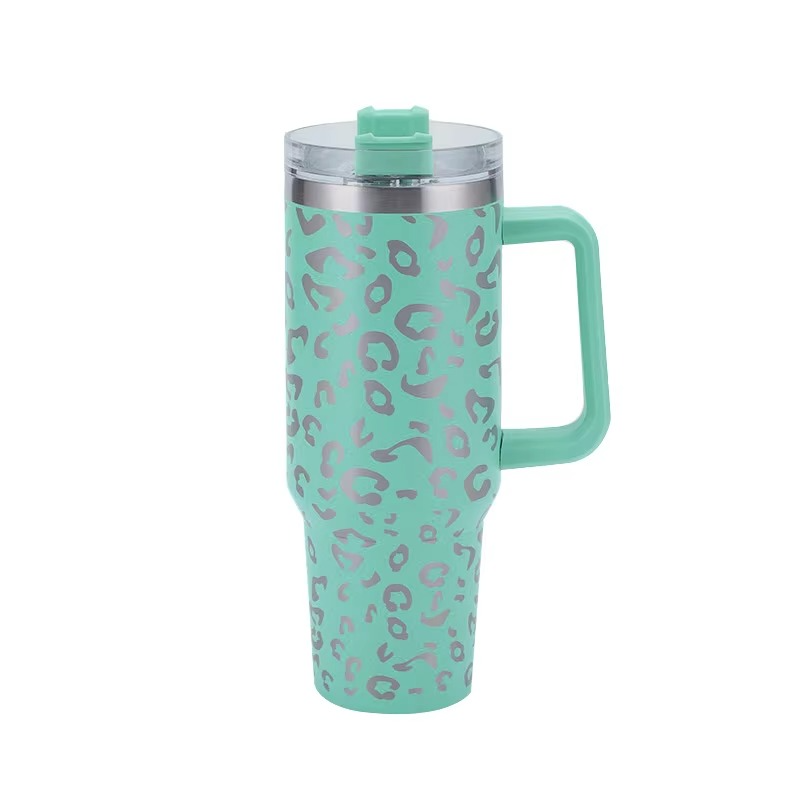 BowLift | Leopard Print Insulated Tumbler with Handle and Straw 40oz Stainless Steel