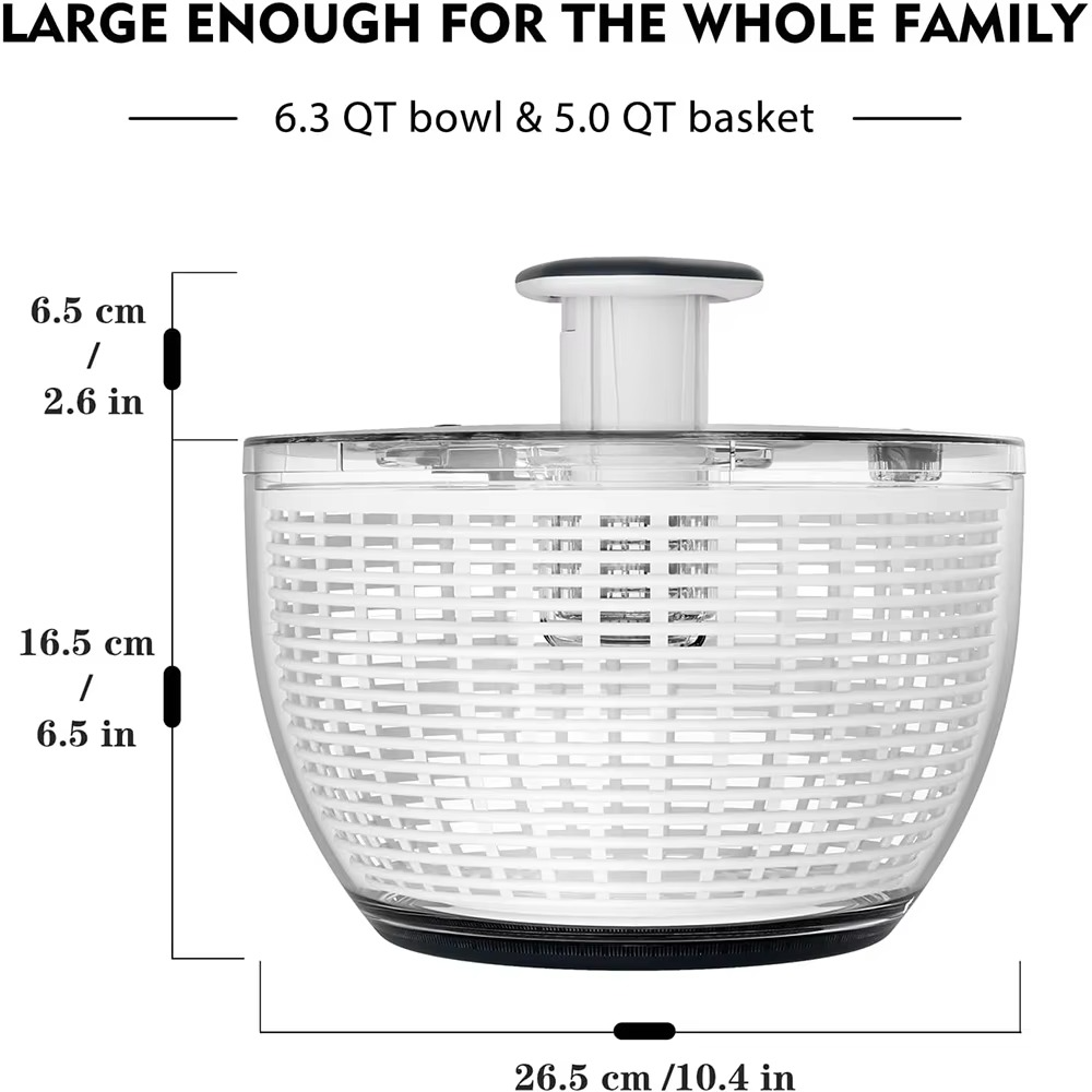 BowLift | 6.3 QT One-Handed Salad Spinner with Easy Press Drying System