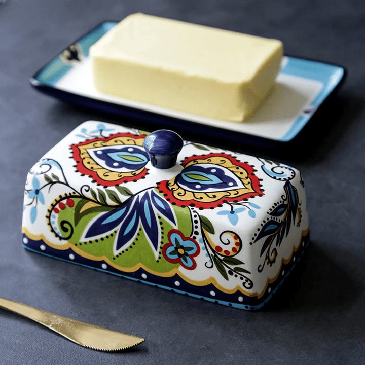 BowLift | Hand-painted butter board with floral pattern