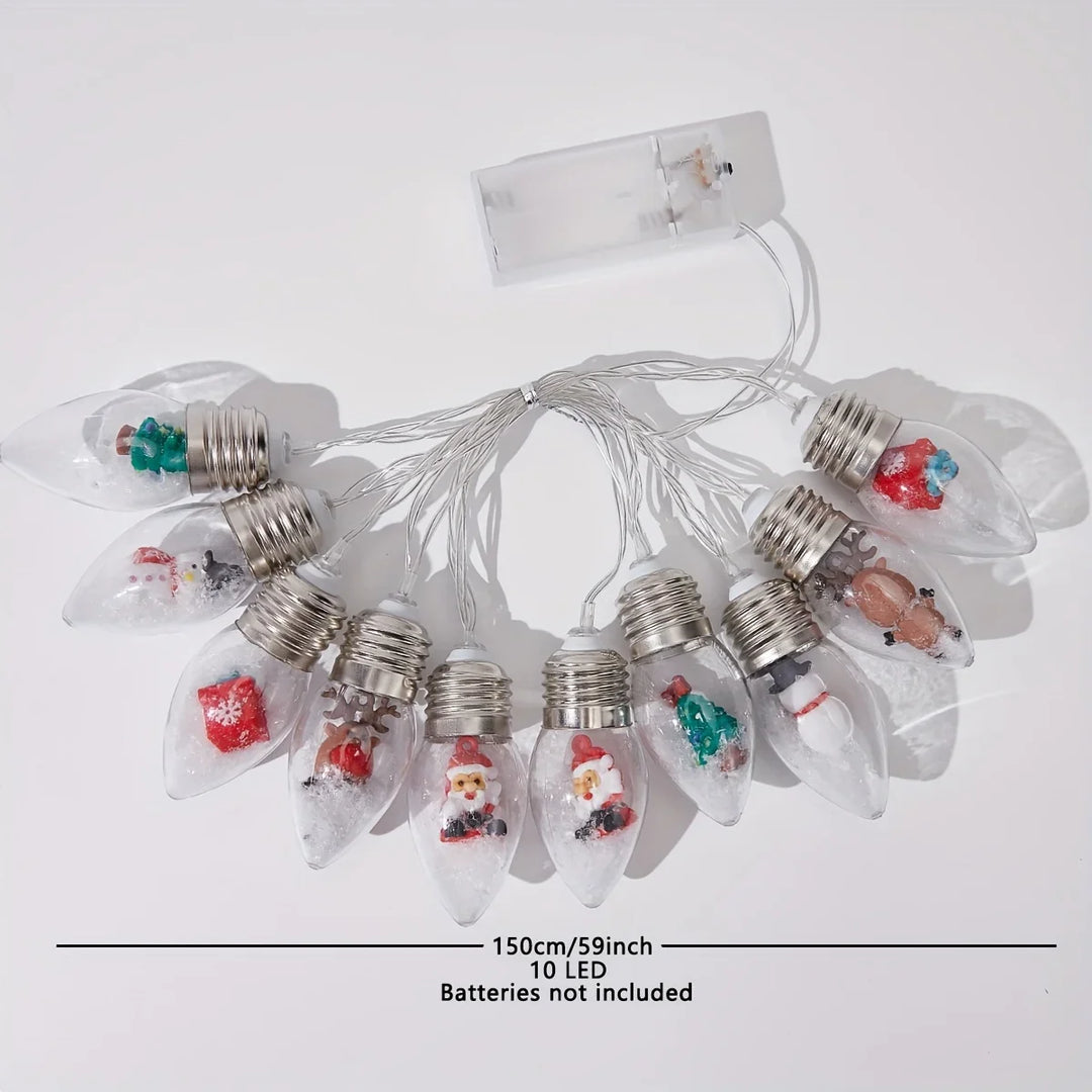 BowLift | LED Snowball String Lights “FrostyGlow” | 2 m | 10 LEDs | Battery operated | Christmas & New Year's decoration