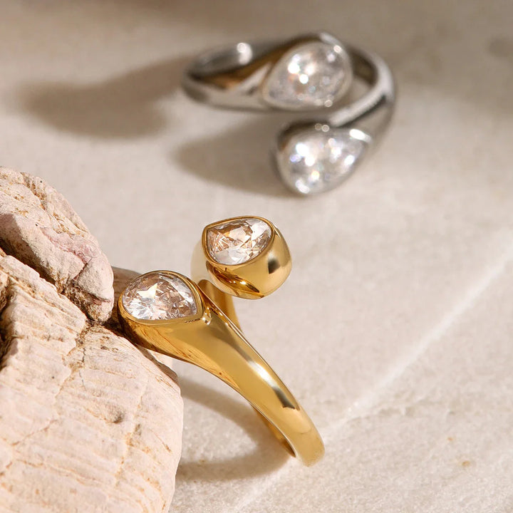 BowLift | Teardrop Diamond Accented Wrap Ring