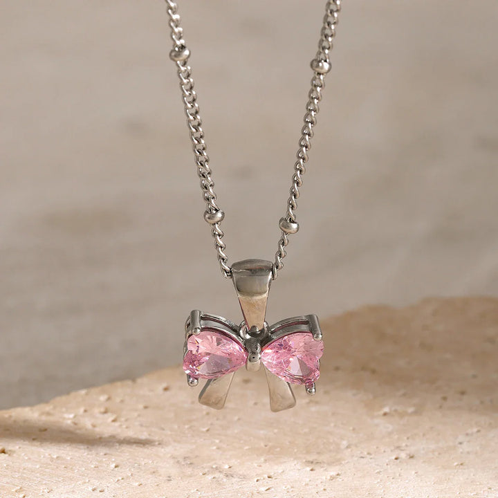BowLift | Dainty Feminine Diamond Bow Necklace