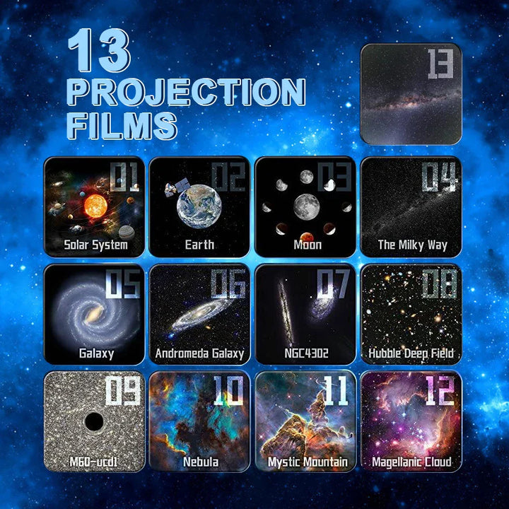BowLift | NEW 13 In 1 Planetarium Galaxy Starry Sky Projector Night Light HD Star Aurora Projection Lamp For Kids Bedroom Home Party Decor