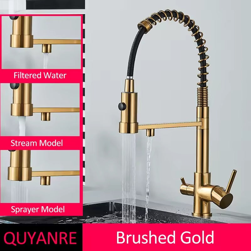 Sandsberg Black Filter Kitchen Faucet with Dual Outlet – Mixing Tap with Water Filter for Kitchens, Water Treatment and Cleaning | Bowlift