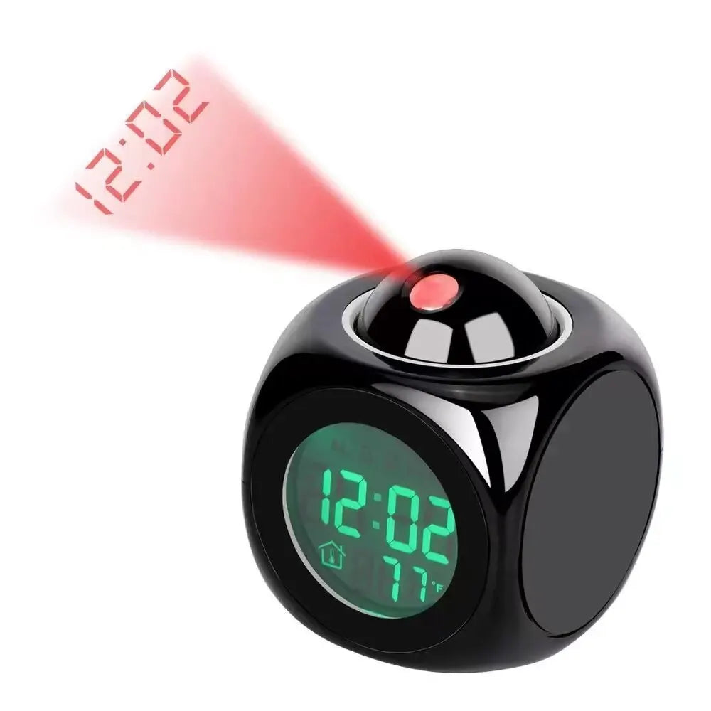 Digital projection clock with alarm, snooze function and room temperature display – Perfect for bedroom and office | Bowlift
