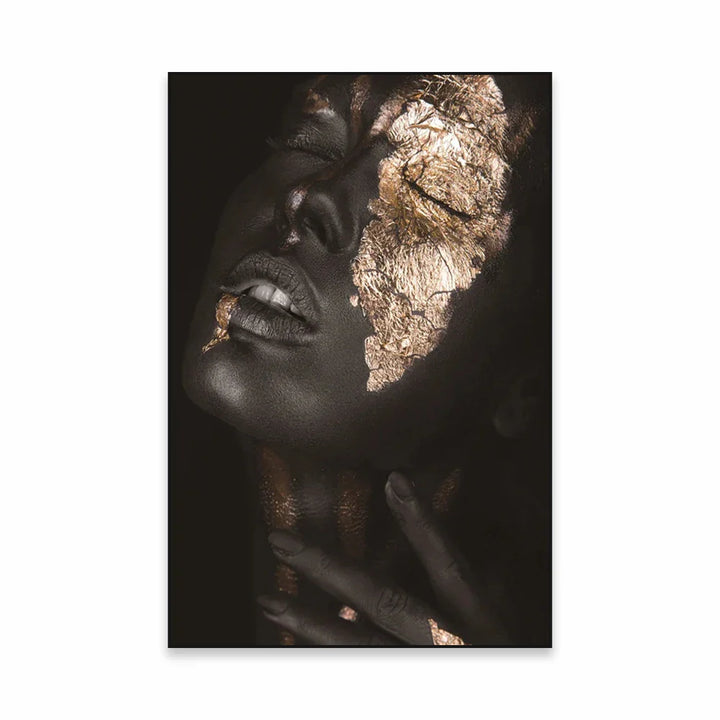 Golden Girl Fashion Wall Art Fine Art Canvas Prints Modern Abstract Portrait Pictures For Living Room Bedroom Boutique Salon Art Decor | Bowlift
