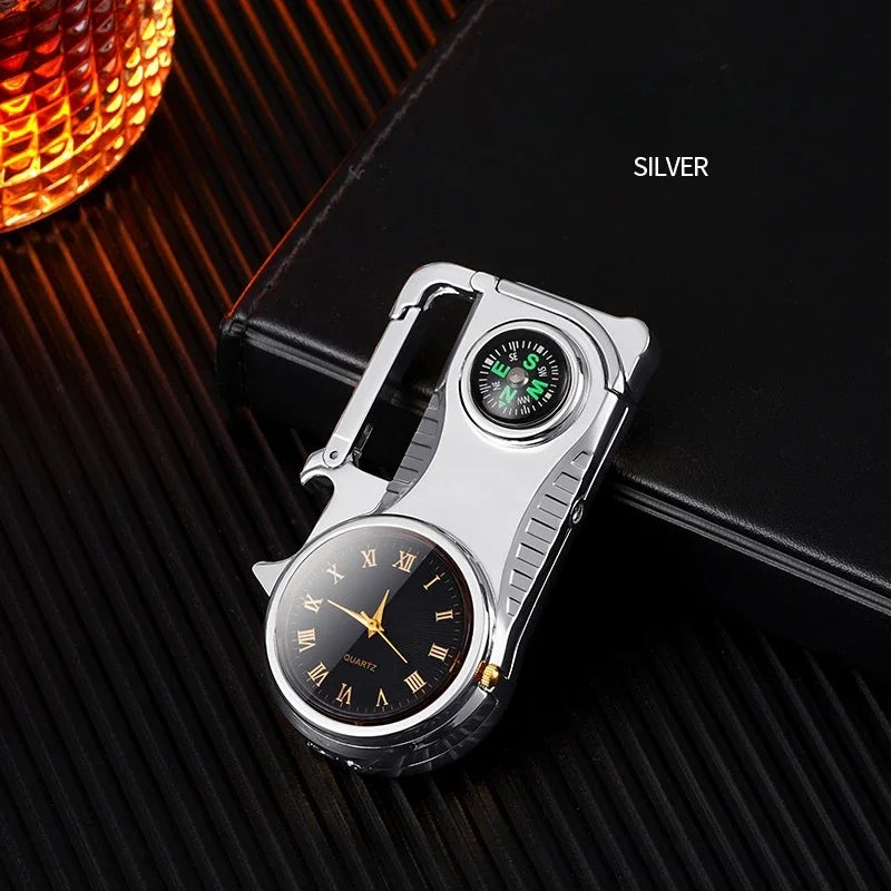 4in1 Windproof Metal Butane Compass Watch Keychain Lighter | Bowlift