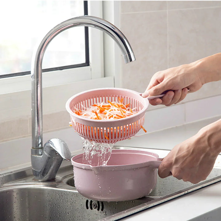 BowLift | Multifunctional Vegetable Grater with Sieve – 3-in-1 Kitchen Grater for Vegetables & Fruits | Practical Kitchen Helper with Collection Tray