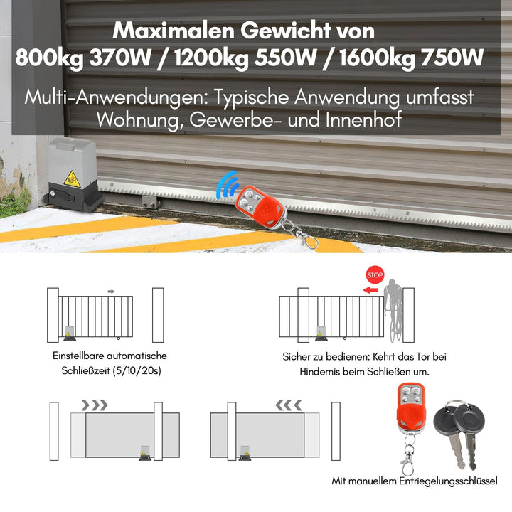 Sliding gate drive garage door opener 370W/550W/750W | Bowlift