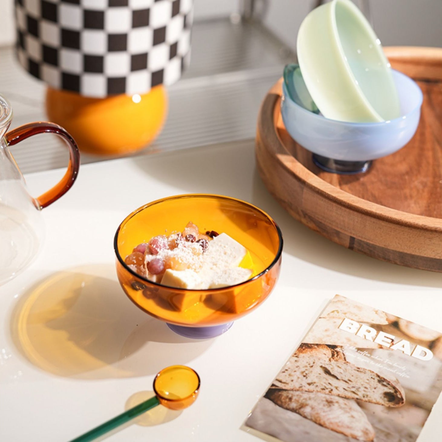 BowLift | Colorful borosilicate dessert bowl with spoon