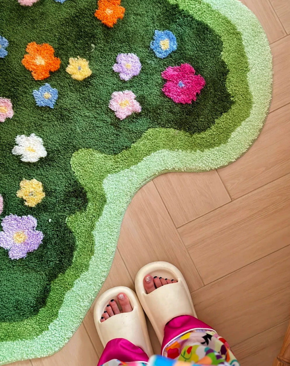 Moss and Floral Garden Rug | Bowlift
