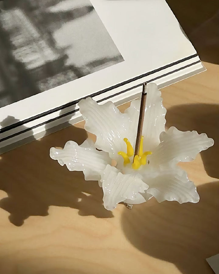 Handmade 3D Glass Ceramic Lily Incense Holder | Bowlift