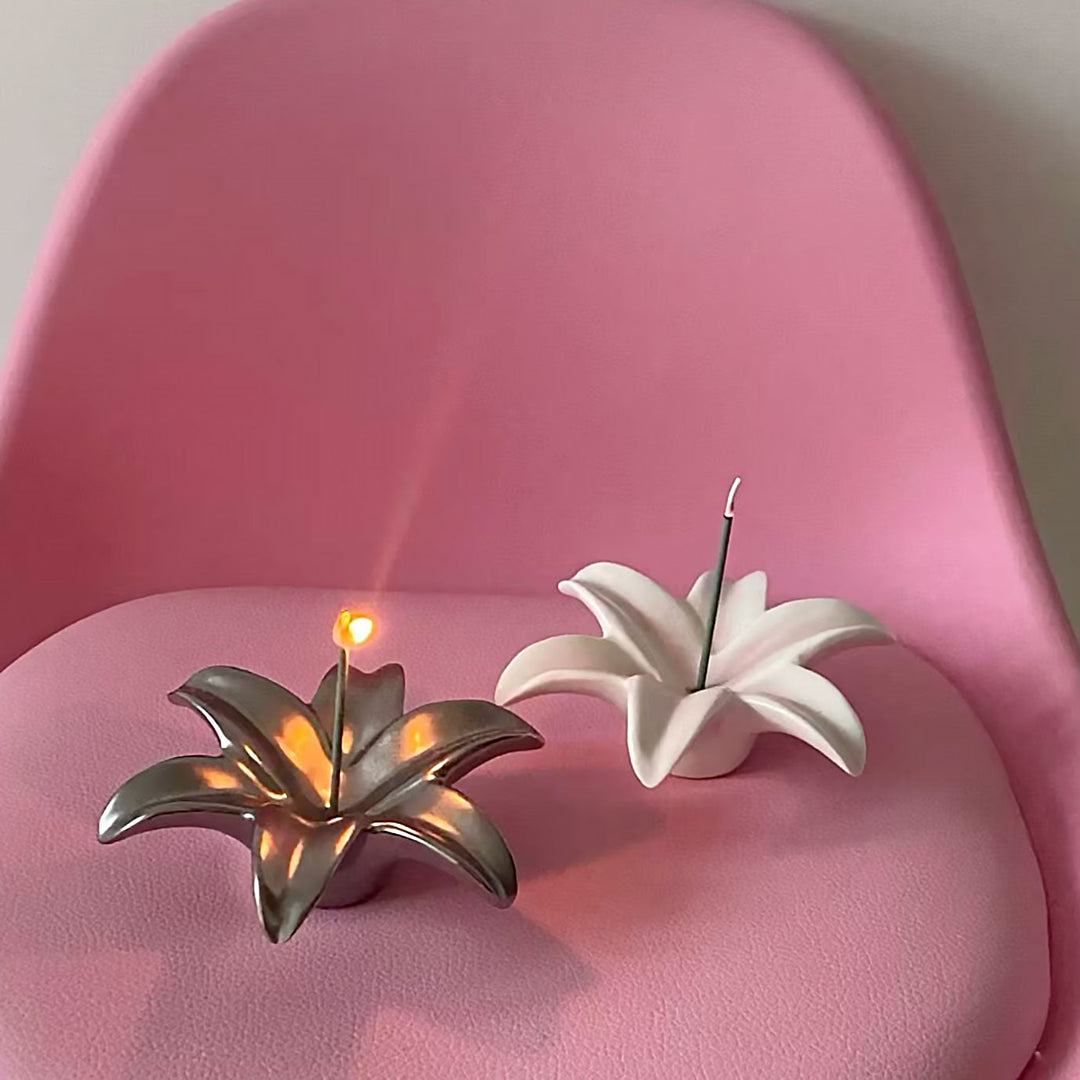 Handmade 3D Glass Ceramic Lily Incense Holder | Bowlift