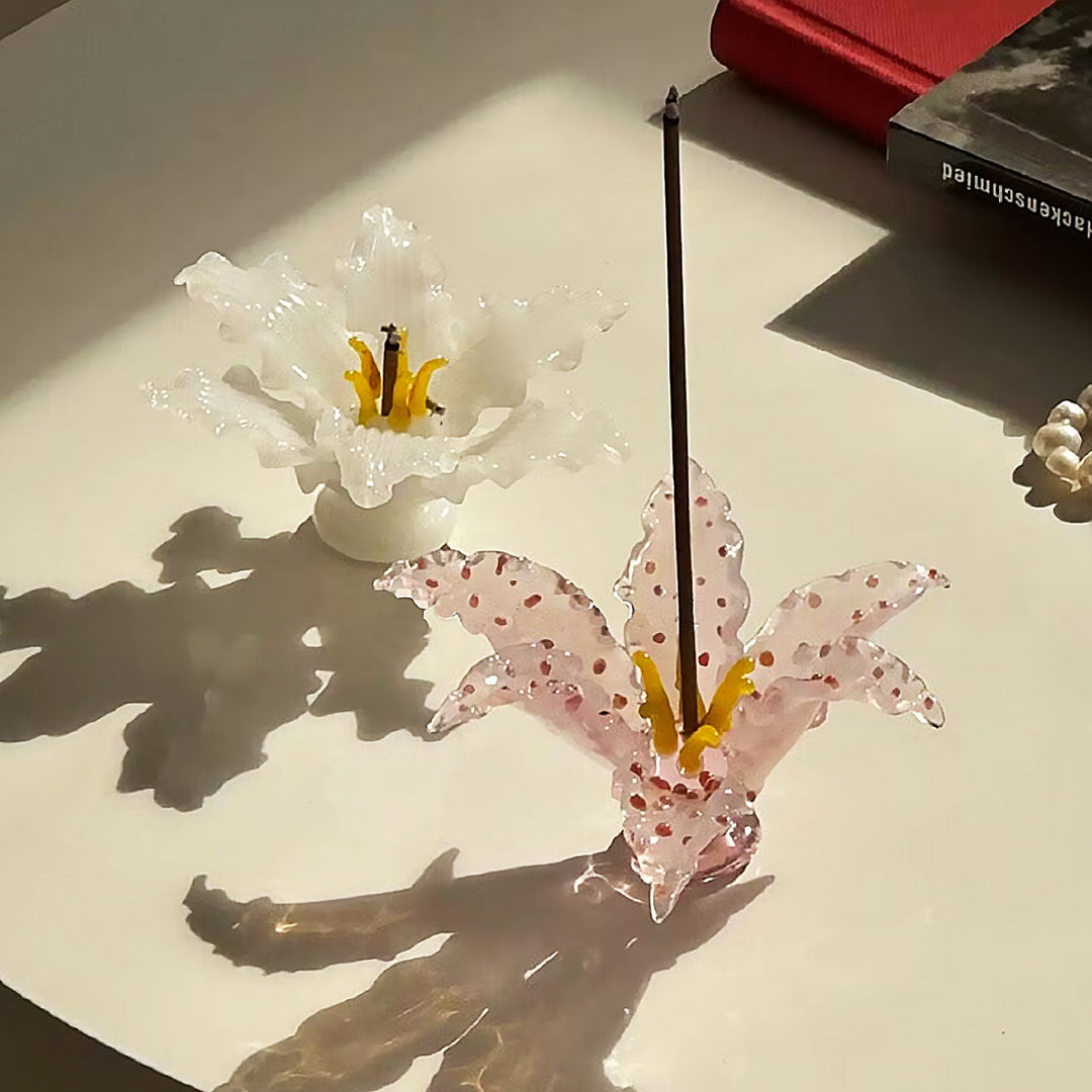 Handmade 3D Glass Ceramic Lily Incense Holder | Bowlift