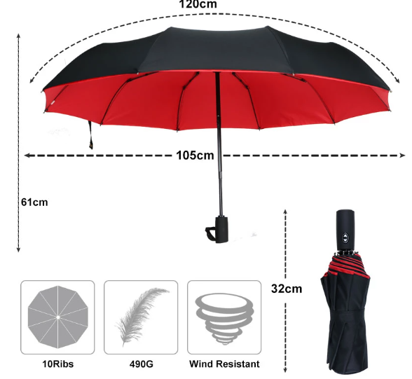 BowLift | StormShield Automatic Umbrella – Windproof Storm Umbrella with Reversed Closing Mechanism