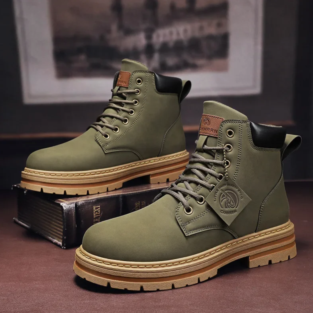 BowLift | Comfortable Men's Lace-Up Boots – Leather Support Boots with Non-Slip Sole