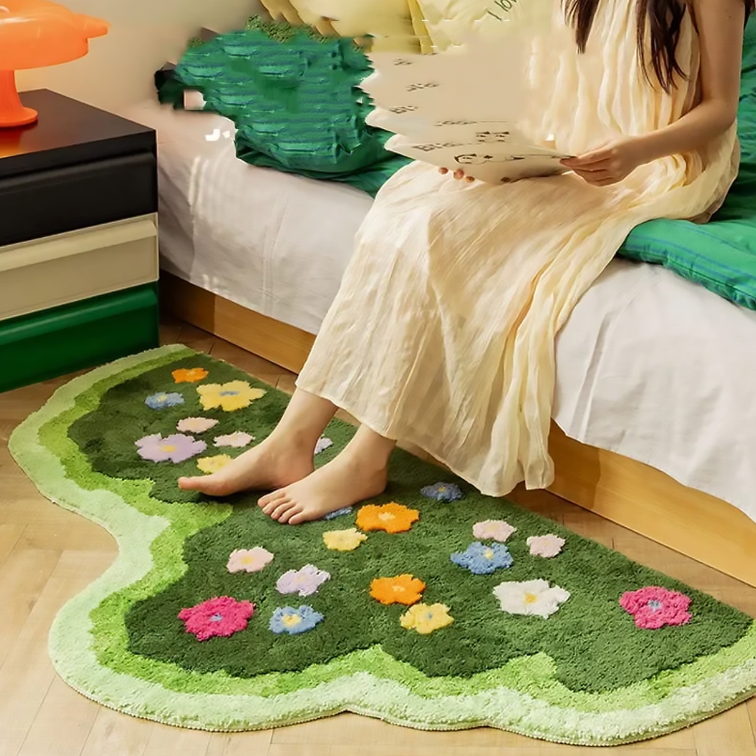 Moss and Floral Garden Rug | Bowlift