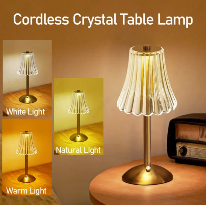 BowLift | Wireless Crystal Table Lamp with Dimming Function