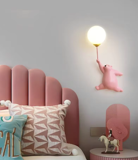 BowLift | Modern LED Cartoon Wall Lamp – Minimalist Bear Wall Light with 3D Moon