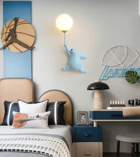 BowLift | Modern LED Cartoon Wall Lamp – Minimalist Bear Wall Light with 3D Moon