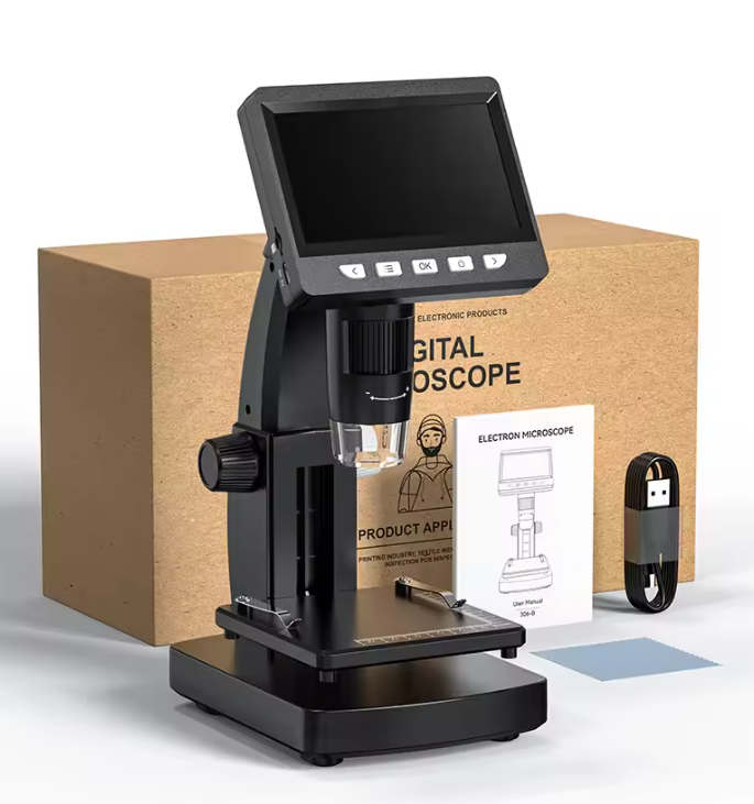 BowLift | 1000X 4.3" LCD Digital Microscope – 1080P Coin Microscope with 8 LED Lights for Soldering, Repairs, and Inspection