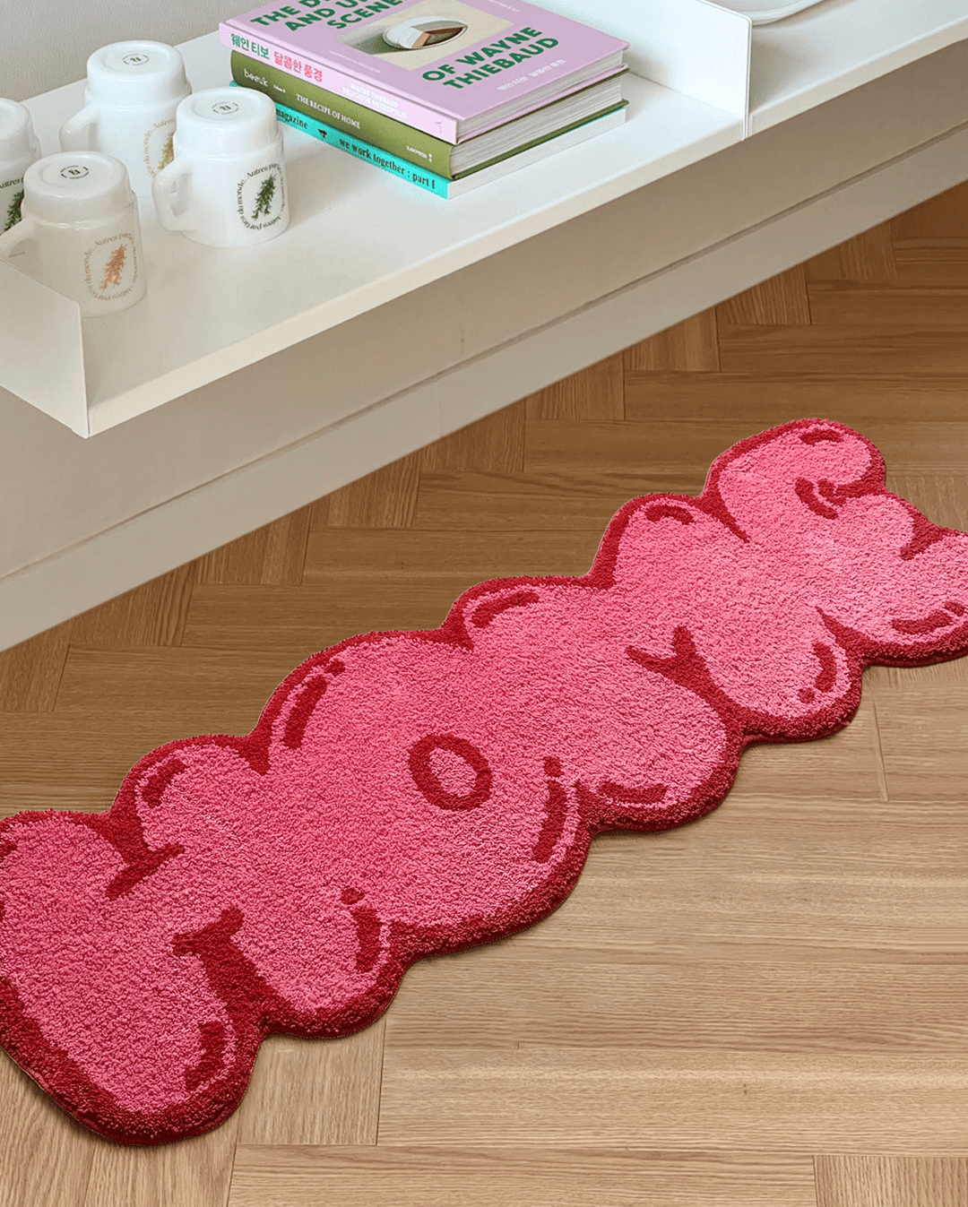 Pink Tufted "HOME" Balloon Font Rug | Bowlift