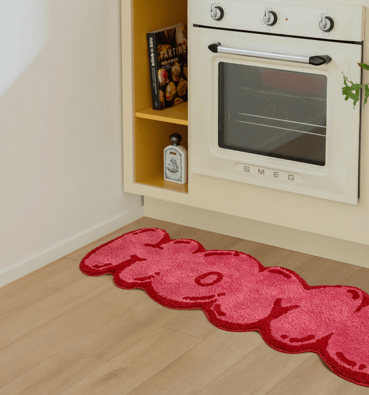 Pink Tufted "HOME" Balloon Font Rug | Bowlift
