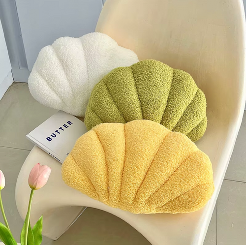 Pastel Shell Cushion – Fluffy Bouclé Plush Pillow | Bowlift