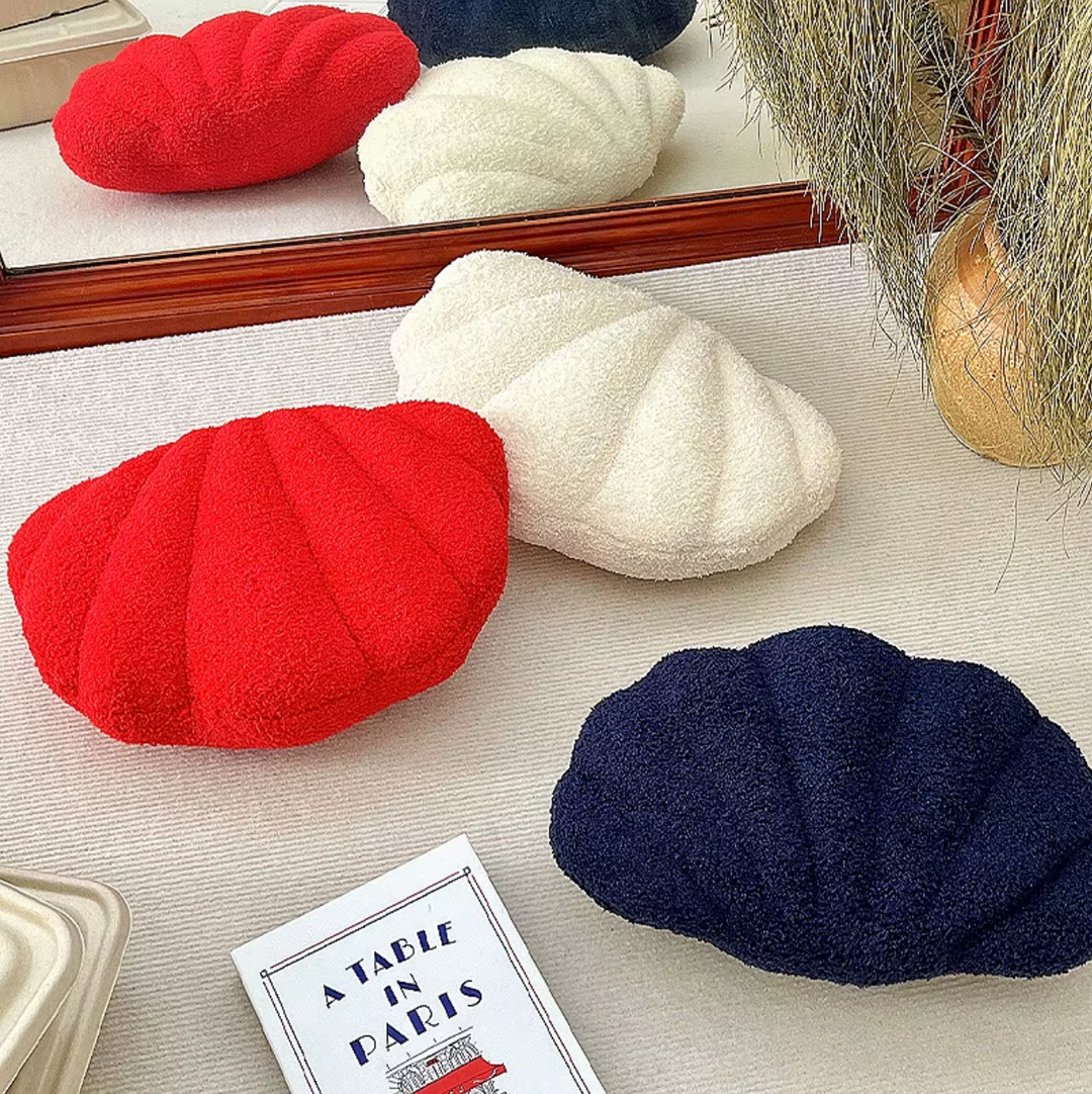 Pastel Shell Cushion – Fluffy Bouclé Plush Pillow | Bowlift