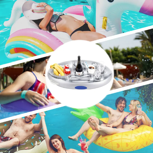 BowLift | Floating Drink Holder For Pool With Cup Slots And Snack Tray